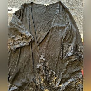 Maurices Black Lace Trimmed Cardigan